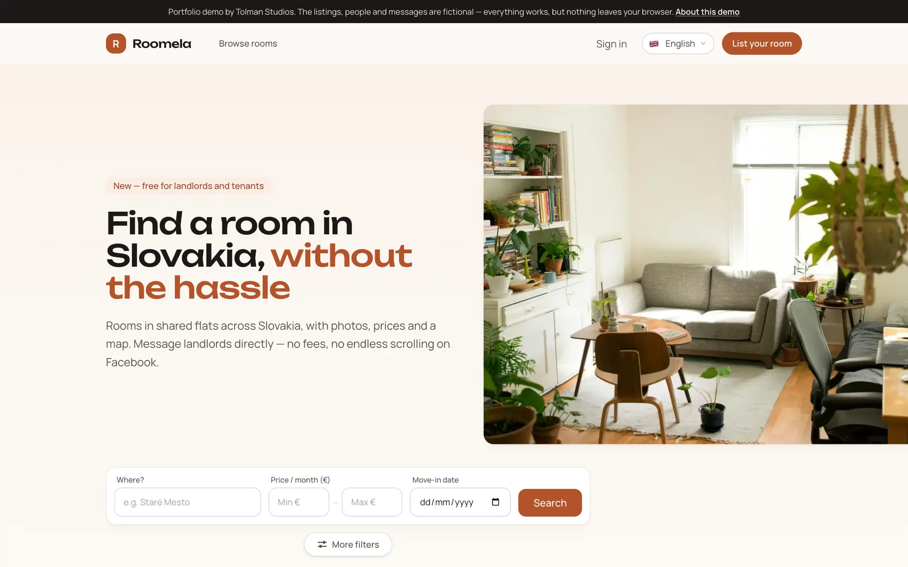 Roomela su desktop e smartphone
