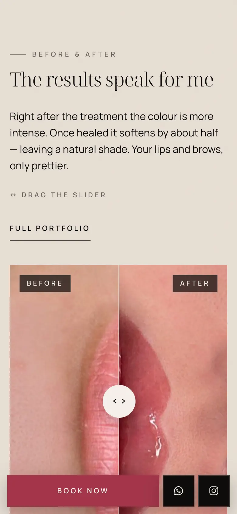 Slider prima e dopo su smartphone